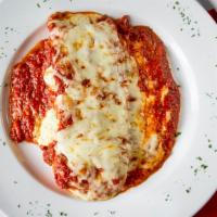 Lasagna · Layered with Mozzarella, Parmesan and ricotta cheese in rich meat or marinara sauce.