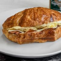 Bacon, Egg & Cheese Croissant · Served on a flaky french pastry.