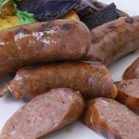 Buffalo Sausage · Smoked buffalo sausage w/ red wine.. Comes with 2 sides of your choice.