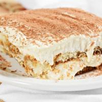 Tiramisu · Sweet ladyfingers soaked in espresso liquer, then layered between fluffy sheets of whipped c...