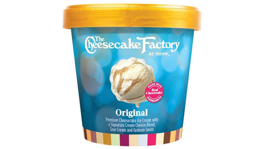 The Cheesecake Factory Original · 14 oz. Premium cheesecake ice cream with a signature cream cheese blend, sour cream and graham swirls.