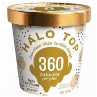 Halo Top Chocolate Chip Cookie Dough · 16 oz. Cookie dough flavored light ice cream with cookie dough chunks and chocolate chips.