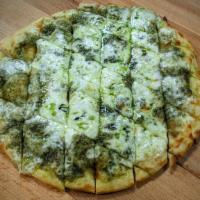 Pesto Chips · Thin, hand-tossed fresh dough is topped with basil pesto sauce, (made with basil, fresh garl...