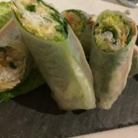 Garden Rolls [Tofu] · Fresh rice paper filled with romaine, carrot, basil, mint, bean sprout, vermicelli and cilan...