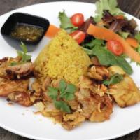 Chicken Biryani Rice · Savory Indian dish that loaded with marinated chicken thigh and aromatic rice, topping with ...