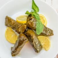 Grape Leaves · Stuffed with rice, tomato, onions, parsley, and lemon juice.