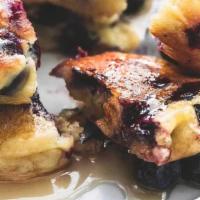 Blueberry Pancakes · Side of syrup.