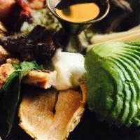 Molcajete · Serves for two. An assortment of grilled meats, chicken, steak, chorizo, and shrimp served w...