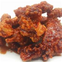 Bbq Tenders · Crispy fried chicken strips tossed in BBQ. Served with miso ranch.
