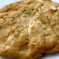 White Macadamia Cookie · Freshly baked white macadamia cookie.