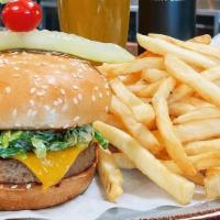 Nic'S Burger  · impossible / american cheese / chef's sauce / romaine / pepperoncini / fries