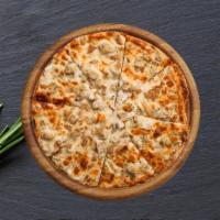 Alfredo'S Chicken Pizza  · Fresh pizza dough rolled, topped with chicken, broccoli, spinach, Parmesan cheese, mozzarell...