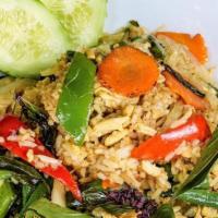 Basil Fried Rice · Chicken, fresh basil leaves, bell peppers, onions, and green beans [spicy, gluten free]