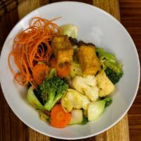 Summer Season · Sautéed organic tofu, mushroom, broccoli, bok choy, carrots, napa, cabbage, kale, cauliflowe...
