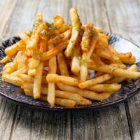 ⭐️ Cajun Fries · Dairy free. Golden fries sprinkled with cajun seasoning and herbs.