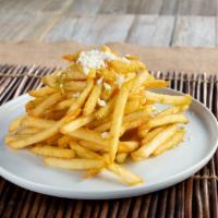 Garlic Fries · Golden fries drizzled with garlic butter oil; sprinkled with fresh herbs.