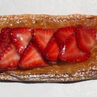 Strawberry Danish · Strawberries and Custard Cream on a croissant base
