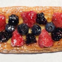 Mixed Berry Danish · Raspberry, Blackberry, Blueberry and Custard Cream on a croissant base