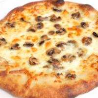 Truffle Mushroom Pizza · mushrooms, white truffle oil, alfredo sauce.
