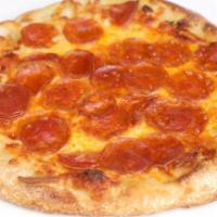 Pepperoni Pizza · nitrate free pepperoni, mozzarella, organic pizza sauce.