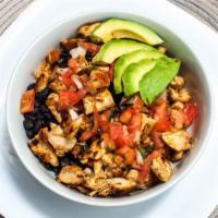 Baja Bowl · Gluten free. Your choice of meat over rice and black beans, avocado, pico de gallo and salsa...