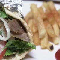Beef Gyro Pita · Includes Fries