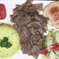 Beef Gyro Plate · Shredded marinated and roasted beef.