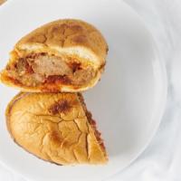 Just Married Sandwich · Beef meatballs and Italian sausage in marinara sauce with melted provolone cheese on a toast...