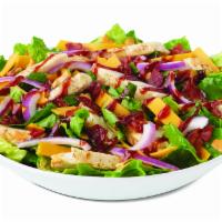 Baja Chicken Sub Salad (Half) · Chicken, bacon, cheddar, onions, BBQ sauce drizzle, chipotle mayo. 540 cal.