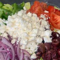 Greek Salad · Romaine lettuce, kalamata olives, tomato, green bell peppers, Feta cheese, red onion, served...