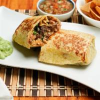 Burritos · Choice of meat, rice and beans inside a flour tortilla.  Asada and Carnitas also includes pi...