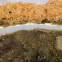 #20-Lengua En Salsa Verde Or Salsa Ranchera · Beef tongue in choice of salsa verde or ranchera sauce.  Served with rice, beans, salad and ...