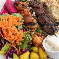 Beef Steak Kebab · Charbroiled beef steak chunks, marinated in olive oil and spices.