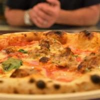 Meatball Parm · House made turkey meatballs, three cheese blend, shaved red onion, tomato sauce, fresh basil