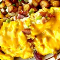 Hobo Omelette · AKA The Meat Lovers Omelette. 3 egg omelette with ham, bacon, sausage, shredded beef, cheese...