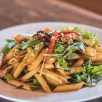 Tricolore · Italian sausage, roasted red peppers, arugula.