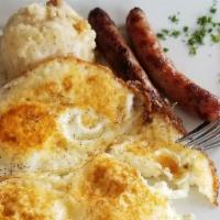 Egg Special · Three eggs any style, potatoes gratin and choice of bacon, turkey bacon, sausage or turkey s...