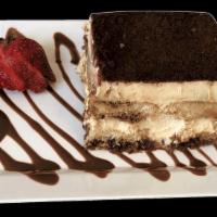 Tiramisu · Layers of espresso drenched ladyfingers separated by mascarpone cream and dusted with cocoa ...