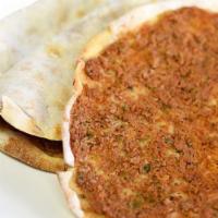 Lahmajoun - Armenian Pizza · Homemade flatbread with a layer of seasoned ground beef.