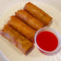 Vegetable Egg Roll · Vegetable savory filling wrapped in a paper thin wrapper and deep-fried.
