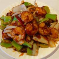 Szechuan Shrimp Lunch · Spicy. Jumbo shrimp, broccoli, mushroom, baby com, carrot, onion, green pepper, red pepper, ...