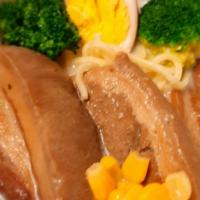 Porkbelly Ramen Soup · PORKBELLY RAMEN SOUP. Hearty pork broth with veggies and egg