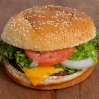 Cheeseburger · Two 1/4 pound sirloin patties grilled and seasoned, two American cheese slices. You can add ...