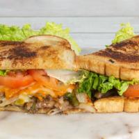Vegetable & Cheese Sandwich · American, cheddar and Monterrey cheese, grilled onions, mushrooms and green peppers layered ...