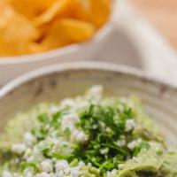 Chips & Guacamole Large Portion · Sixteen ounces Of Fresh Hand Made Guacamole, Served with Toasted Corn chips made in house da...
