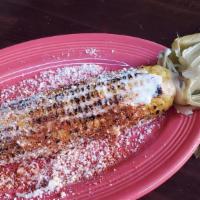 Elote · grilled corn - chile lime salt - crema - cotija cheese