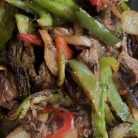 Asada Steak Fajitas · grilled red & green bell peppers - grilled onions - pico de gallo - guacamole - rice - beans...