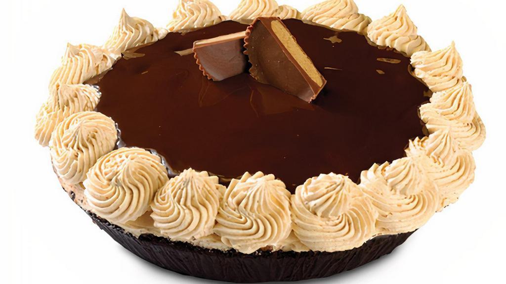 There'S Chocolate On My Peanut Butter Pie™ - Ready For Pick Up Now · Chocolate Ice Cream with Reese’s® Peanut Butter Cups and Fudge on a layer of Peanut Butter in an OREO® Pie Crust topped with rich Fudge Ganache and fluffy Peanut Butter Frosting.