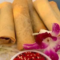 Beef Lumpia · Chamorro fried spring roll filled with seasoned ground beef, carrots &green beans served wit...