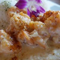 Hawaiian Garlic Shrimp · Hawaiian dish. Garlic butter sautéed shrimp with lemon juice.